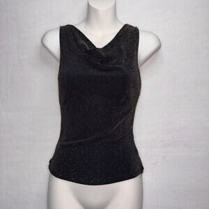 Vintage Draped Black & Gold Blouse